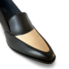 Mocassin à talon vegan Julia noir — vue détaillée bout pointu en cuir de pomme