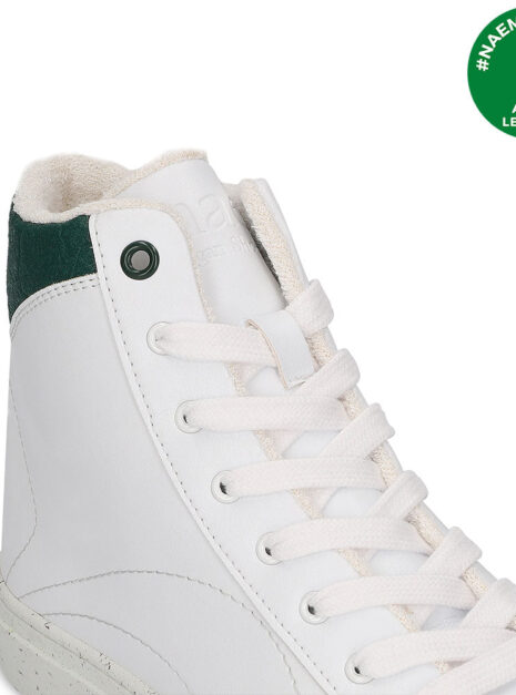 Basket montante vegan London blanche — vue arrière semelle en gomme recyclée