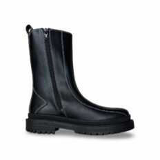 Botte mi-mollet vegan Reiko noire — vue détaillée plate décontractée unisexe