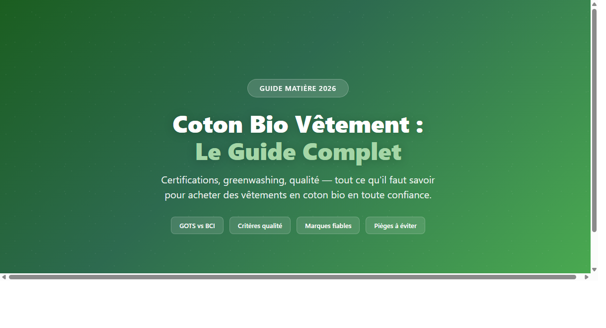 Coton bio vêtement : guide complet du textile écologique