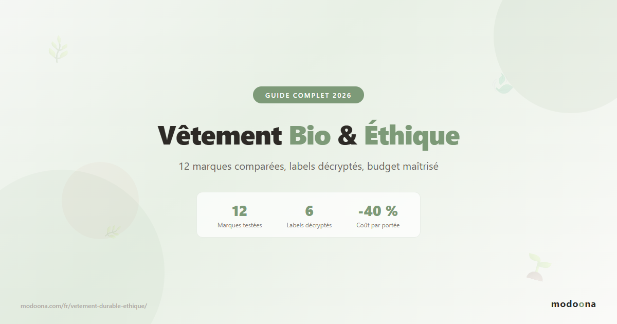 Guide vêtement bio éthique 2026 : 12 marques comparées, 6 labels décryptés, budget maîtrisé - Modoona