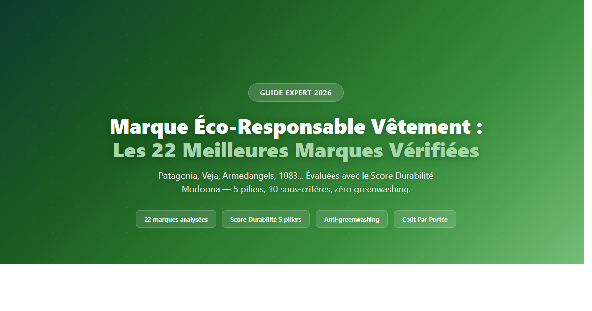 Marque éco-responsable vêtement — Top 22 marques vérifiées 2026